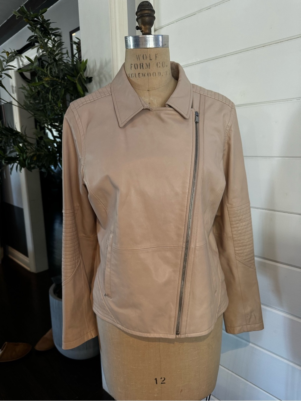 Athleta Blush Asymmetrical Zip Leather Jacket